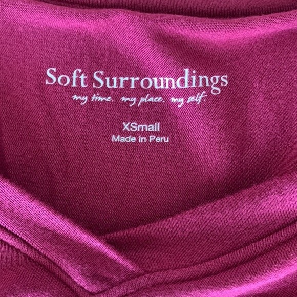 Soft Surroundings Indeevar Tunic Top Layered V-Neck 3/4 Sleeve Fuschia XSMALL - Picture 6 of 9